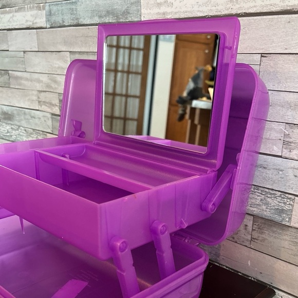 Caboodles On The Go Girl Makeup Beauty Case w/Mirror Purple Sparkles Lips Logo - Picture 8 of 10